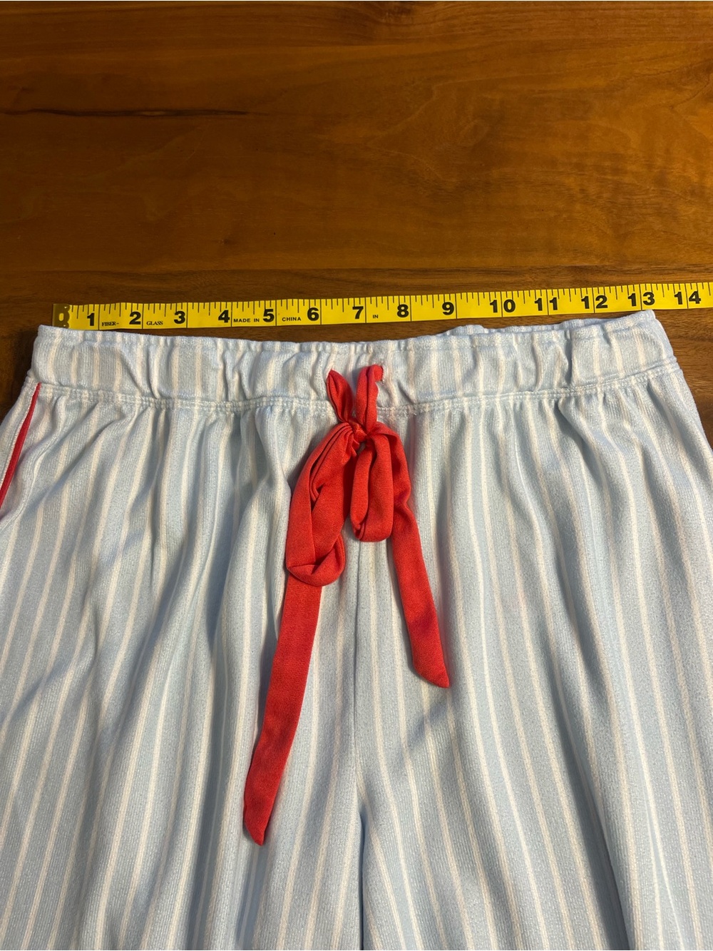 P.J. Salvage Light Blue and White Striped Pajama Set with Red Trim - Picture 10 of 15